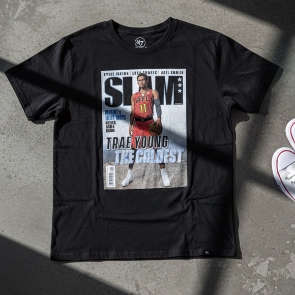 ‘47 Brand Other - '47 BRAND x SLAM MAGAZINE Mens Black Trae Young Atlanta Hawks Graphic Tee